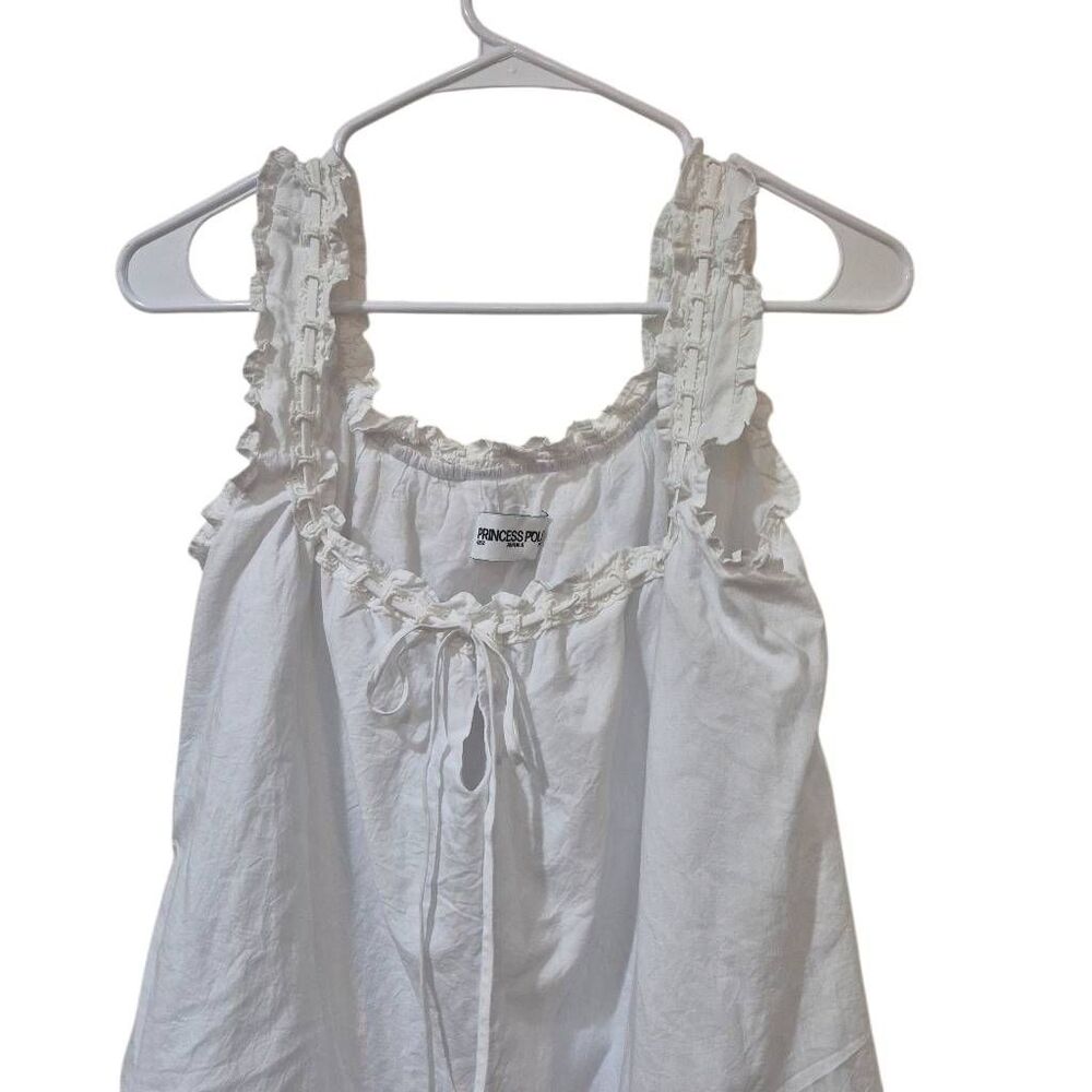 Princess Polly White Swing Mini Dress Ruffle Babydoll Cotton Lined Sz 2 EUC - Picture 4 of 10